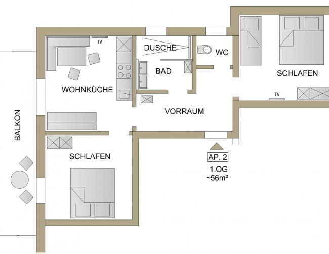 Grundriss für Appartement A