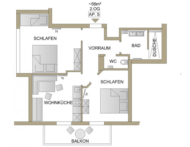 Grundriss für Appartement A